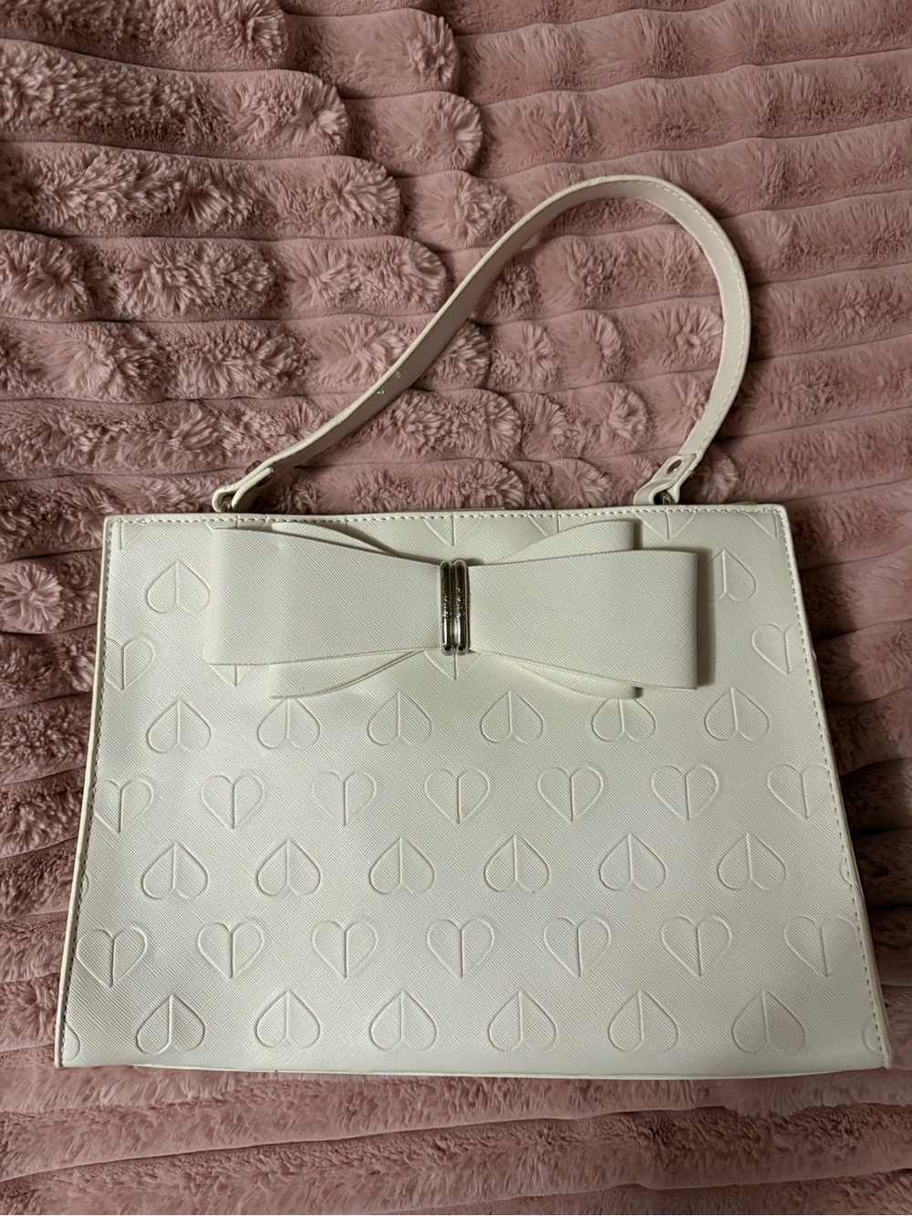 White Bow-Accent Tote Bag for Women